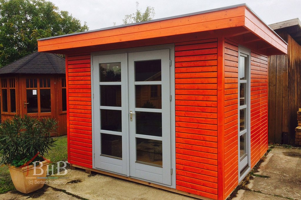Cara 2 Stabile Gartenhäuser der Marke Bertsch in Ständerbauweise bei OK Holz Ansicht Gartenhaus Serie Cara der Marke Bertsch in Ständerbauweise